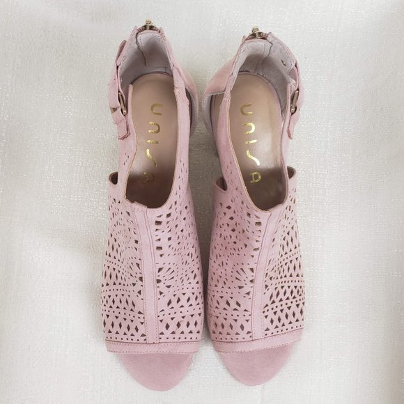 NWOB Unisa Perisa Blush Heeled Open Toe Bootie - Picture 2 of 6